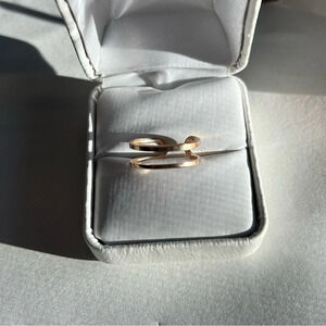 3/$20 Classic Gold Tone Double Stacked Thin Open Ring Size 6/7